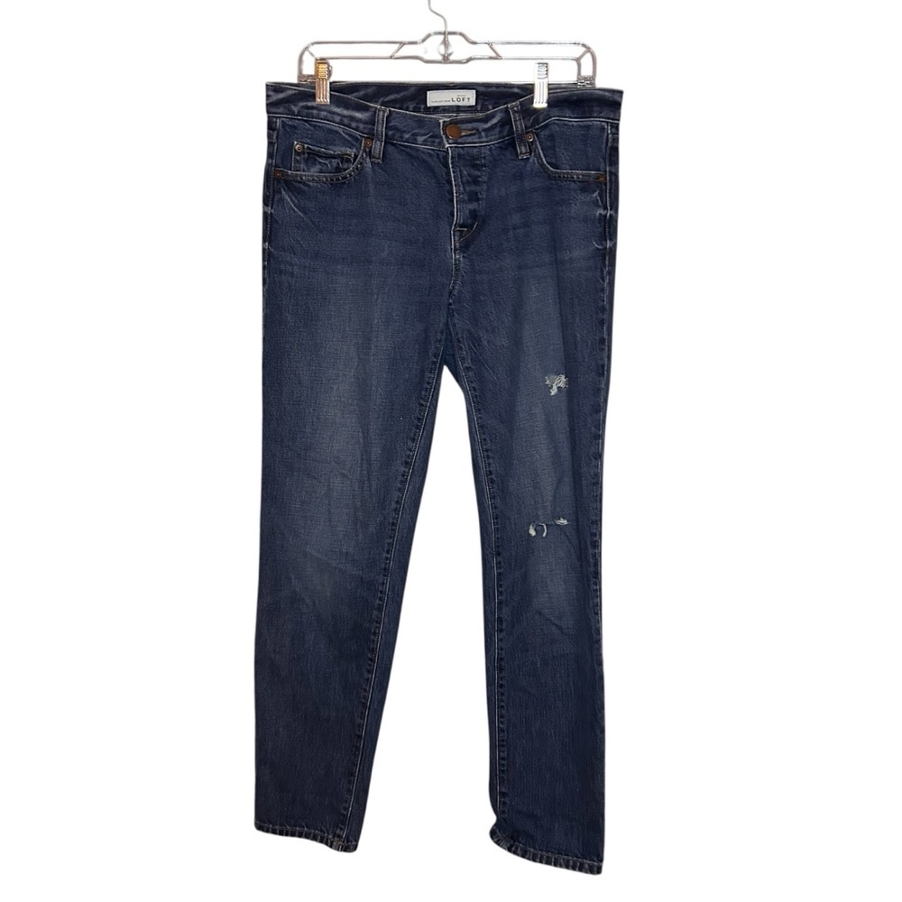 LOFT Boyfriend Jeans Distressed Medium Wash size 4
